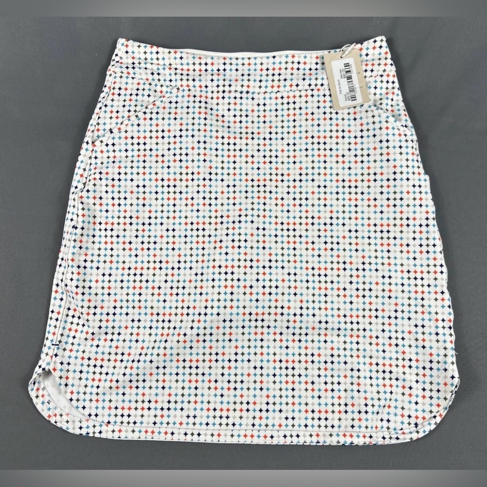 Peter Millar White A-Line Skirt with Multicolor Dot Print